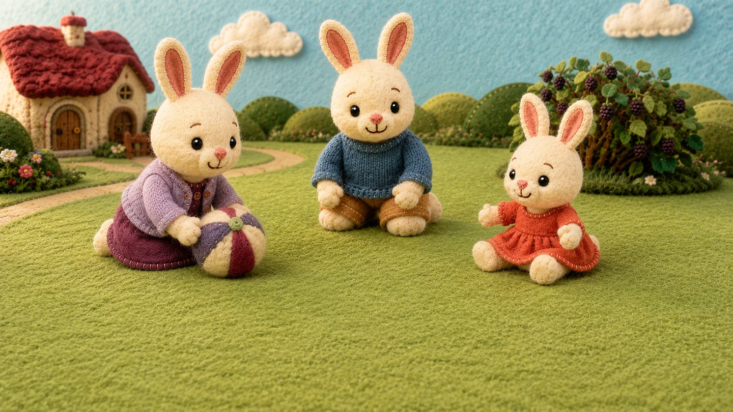 The family plays together after their work is done.