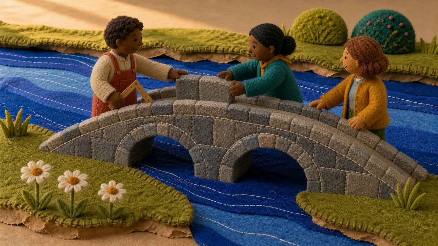 The builders put strong stone arches in place.