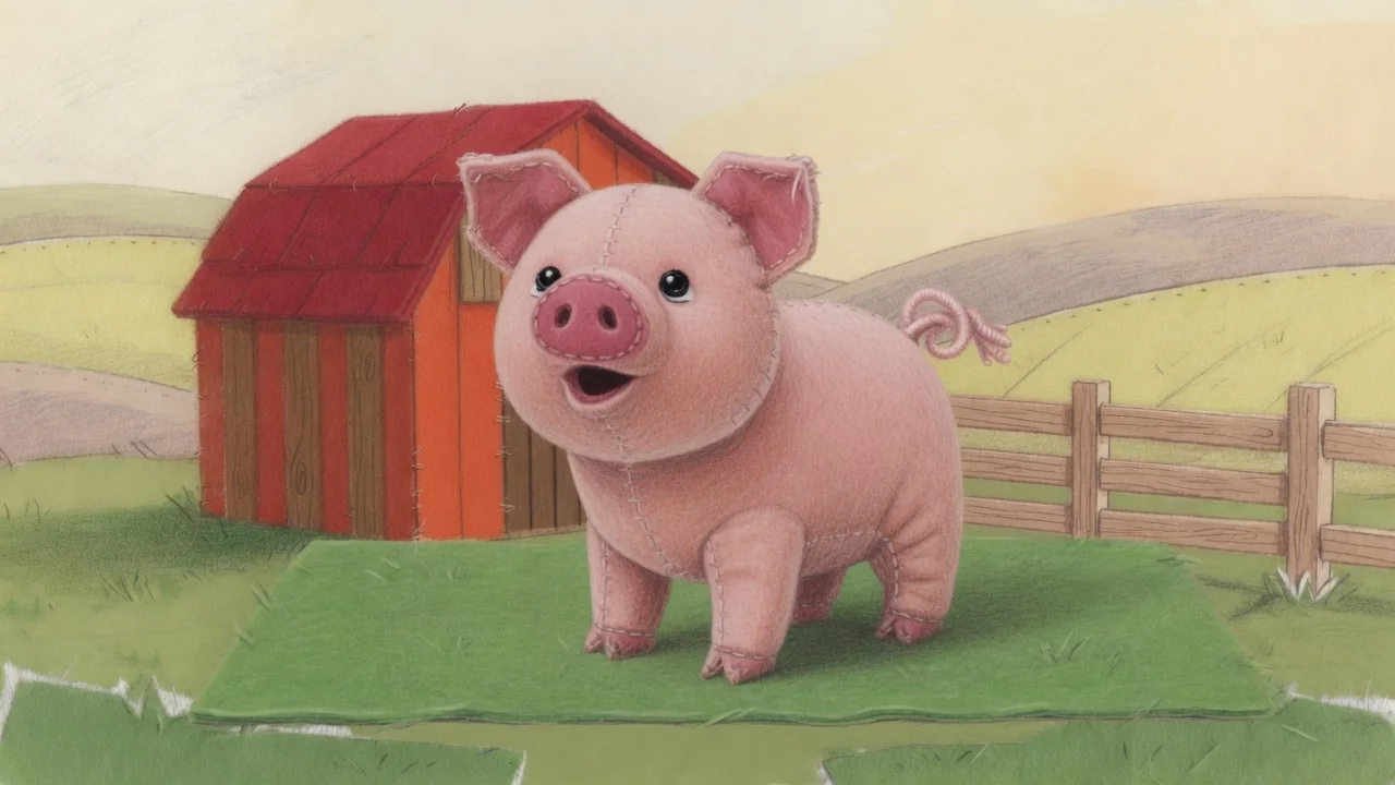 A felt pig on Old MacDonald’s farm.