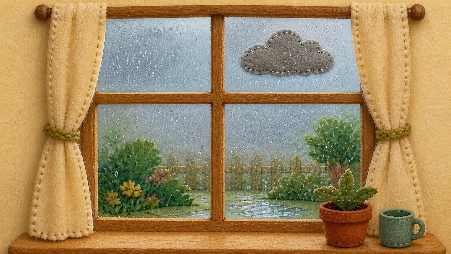 Rain falls outside Arthur’s closed window.