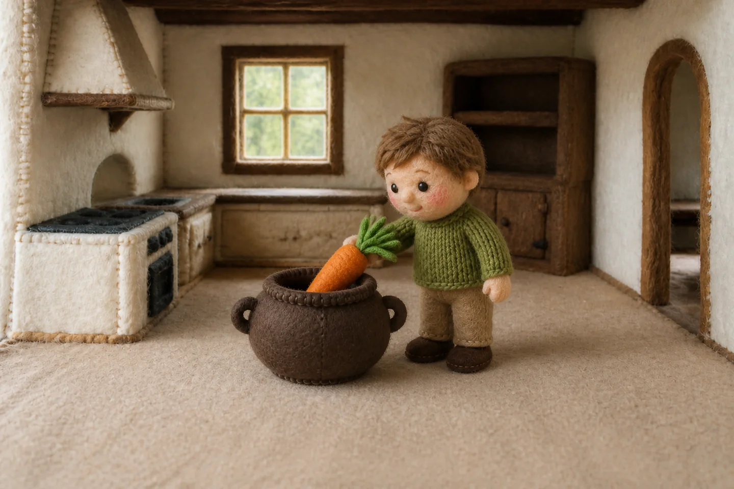 A neighbour adds a carrot to the pot.