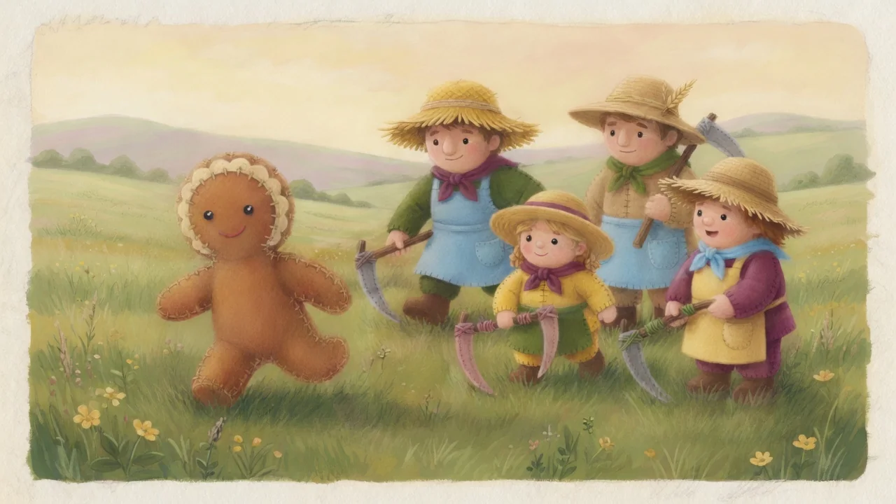 The mowers run after the gingerbread boy.