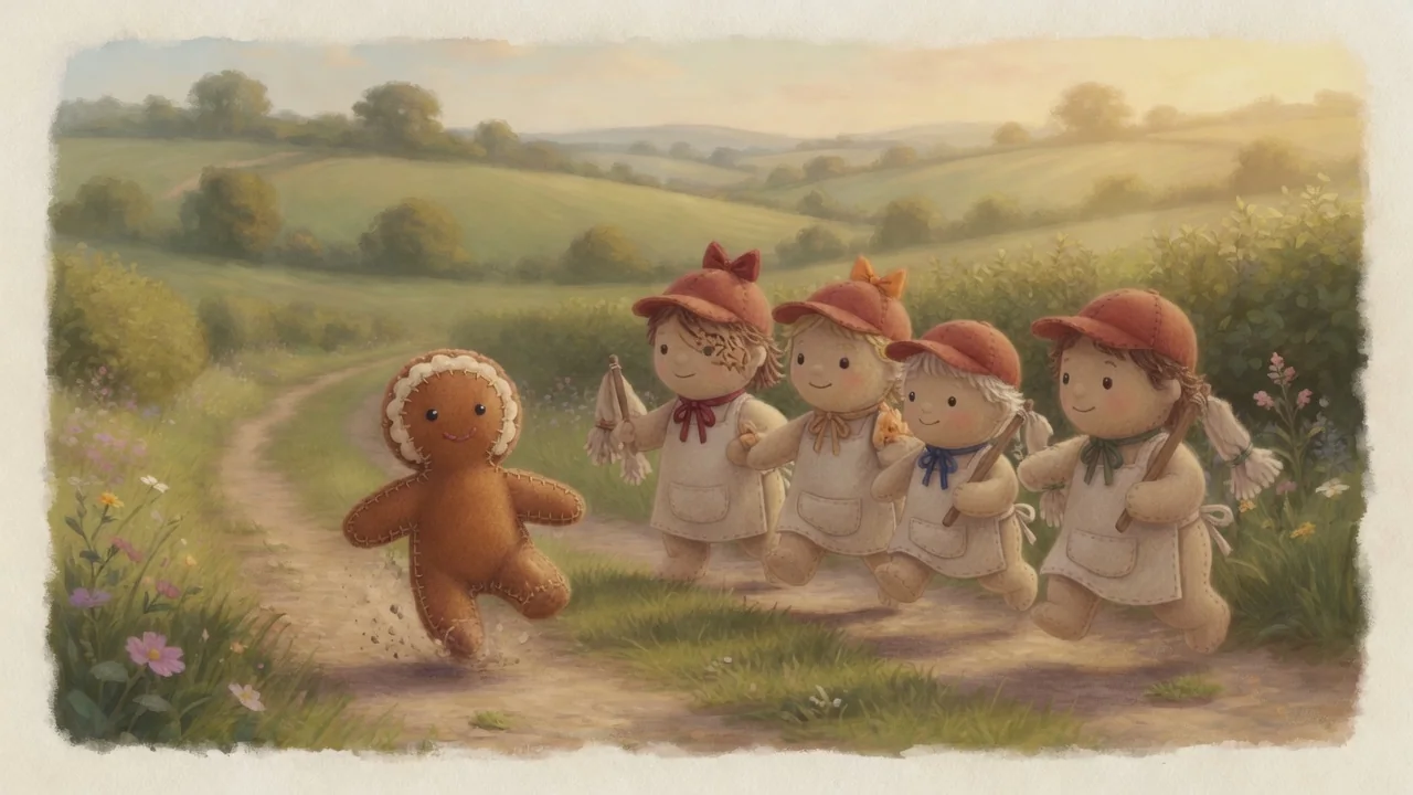 The threshers run after the gingerbread boy.
