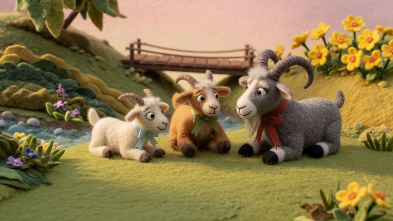 The three brothers rest together among grass and yellow flowers.