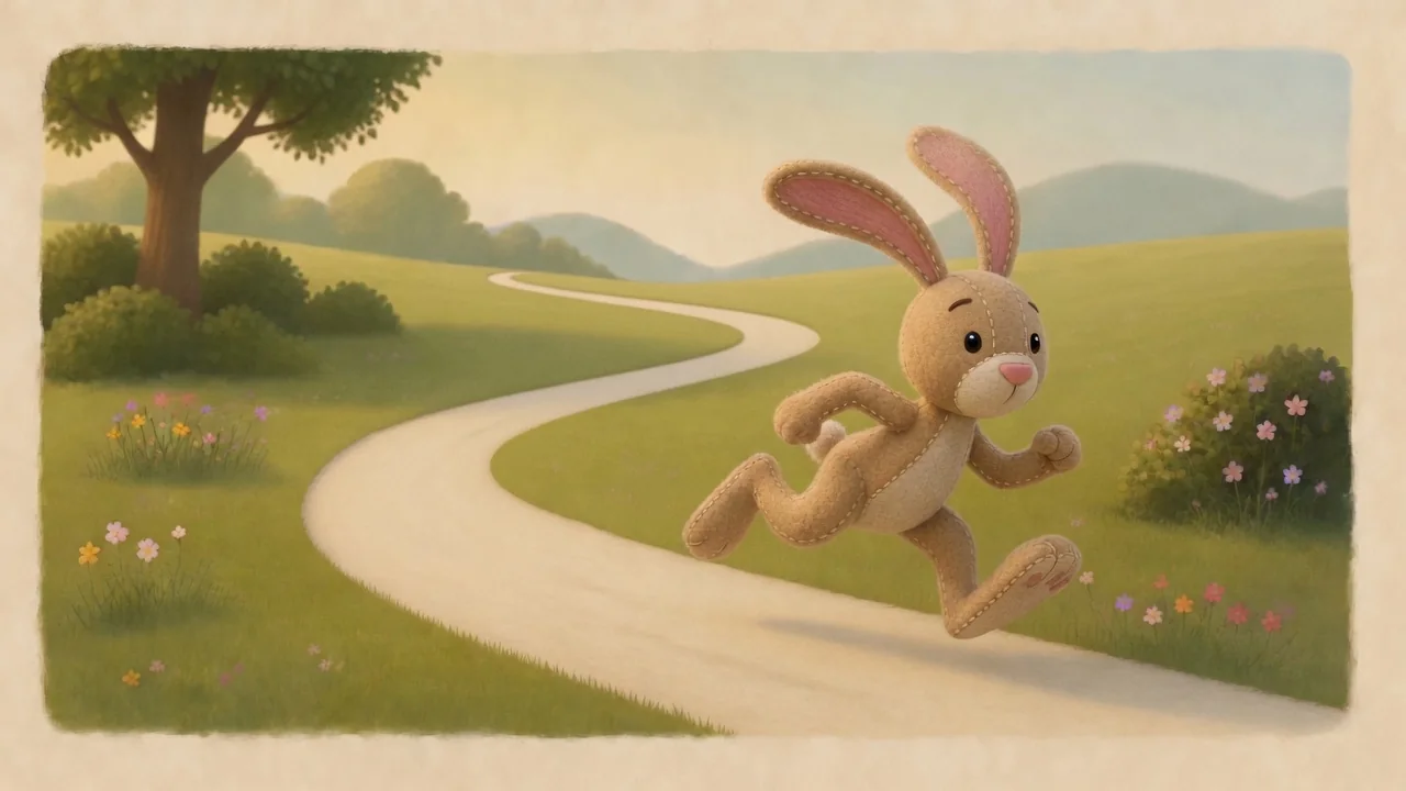 Hare runs quickly along the course towards the finish.