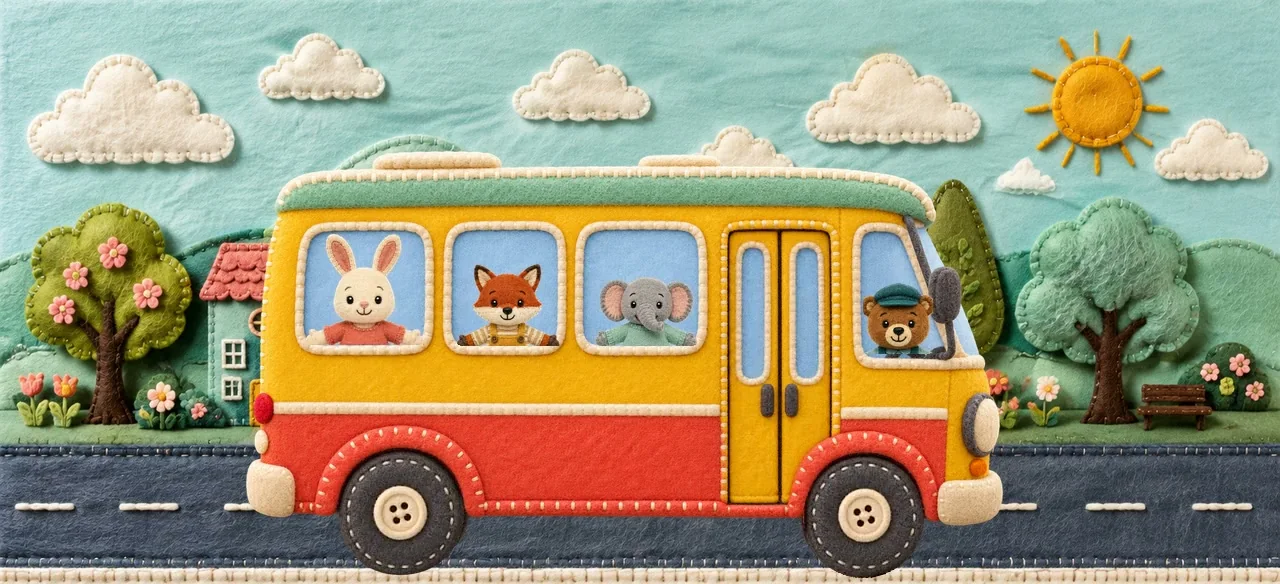 Tall double doors stand between the wheels of the bus.